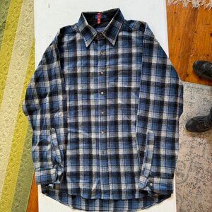 Pendleton Blue and Grey Plaid Button Down Shirt - L